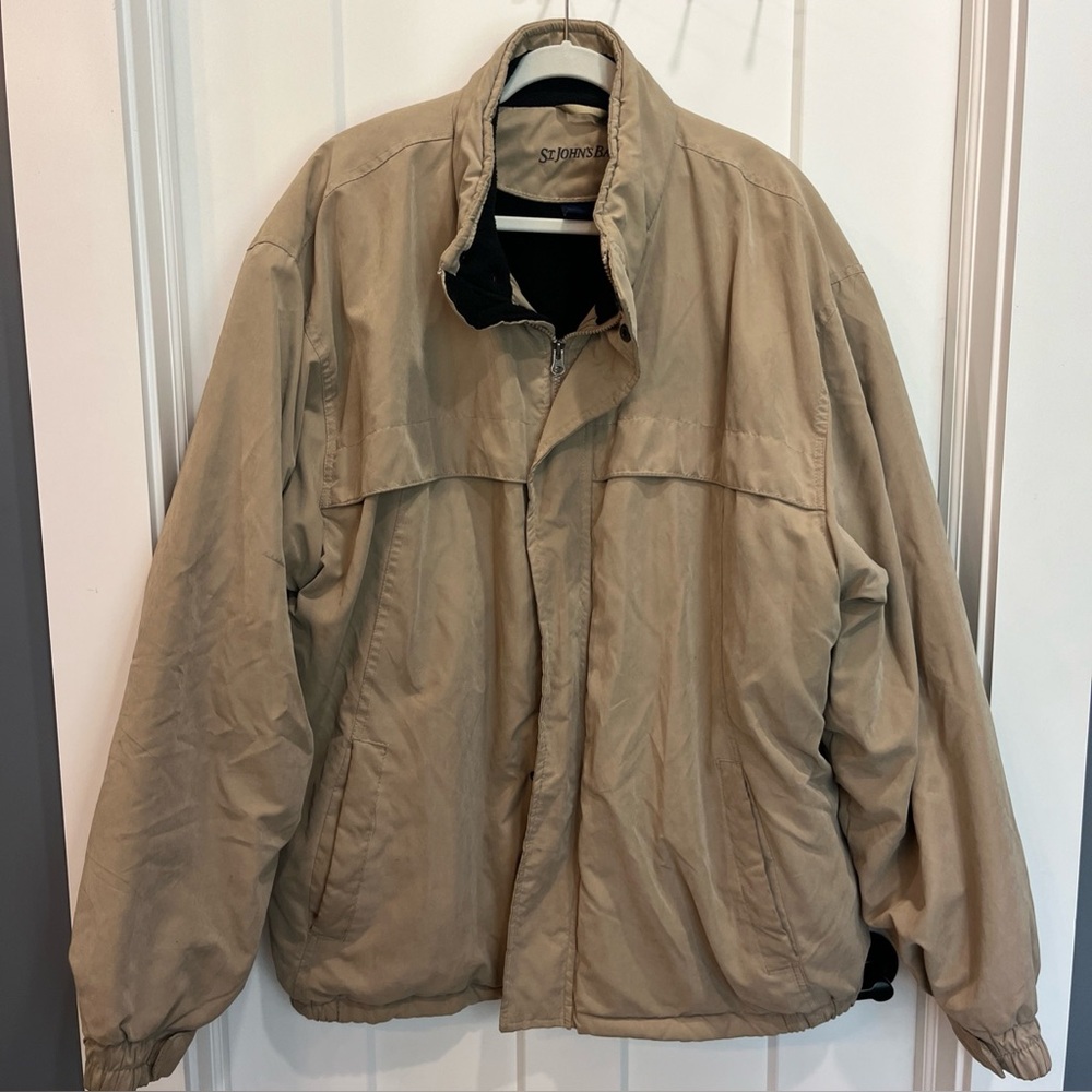 St. John's Bay Coat Men's 2XL Khaki‎ Zip Up Classic Everyday Casual Jacket